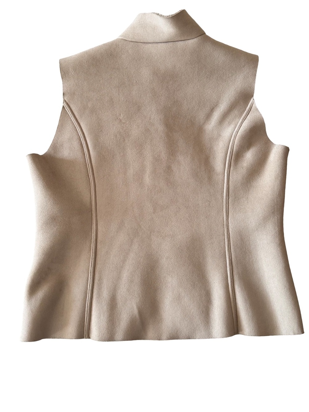 Lands End Women’s Minimalist Faux Suede Vest With Sherpa Lining Tan Size M - Picture 2 of 4